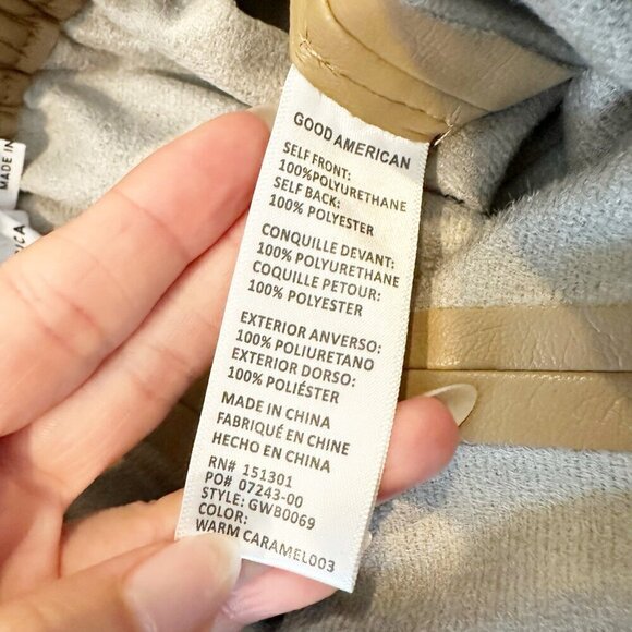Good American Better Than Leather Short in Warm Caramel Tan Women's 0 XS - Picture 5 of 7
